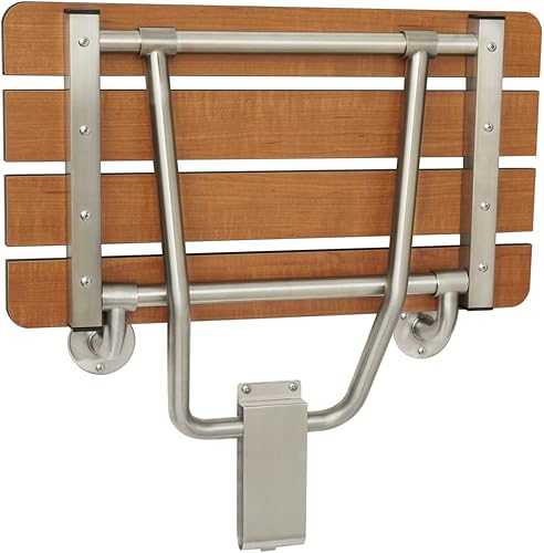 Miniatura 6 de Seachrome Banco plegable de 22 x 15 pulgadas para asiento de ducha de baño, asiento fenólico de teca