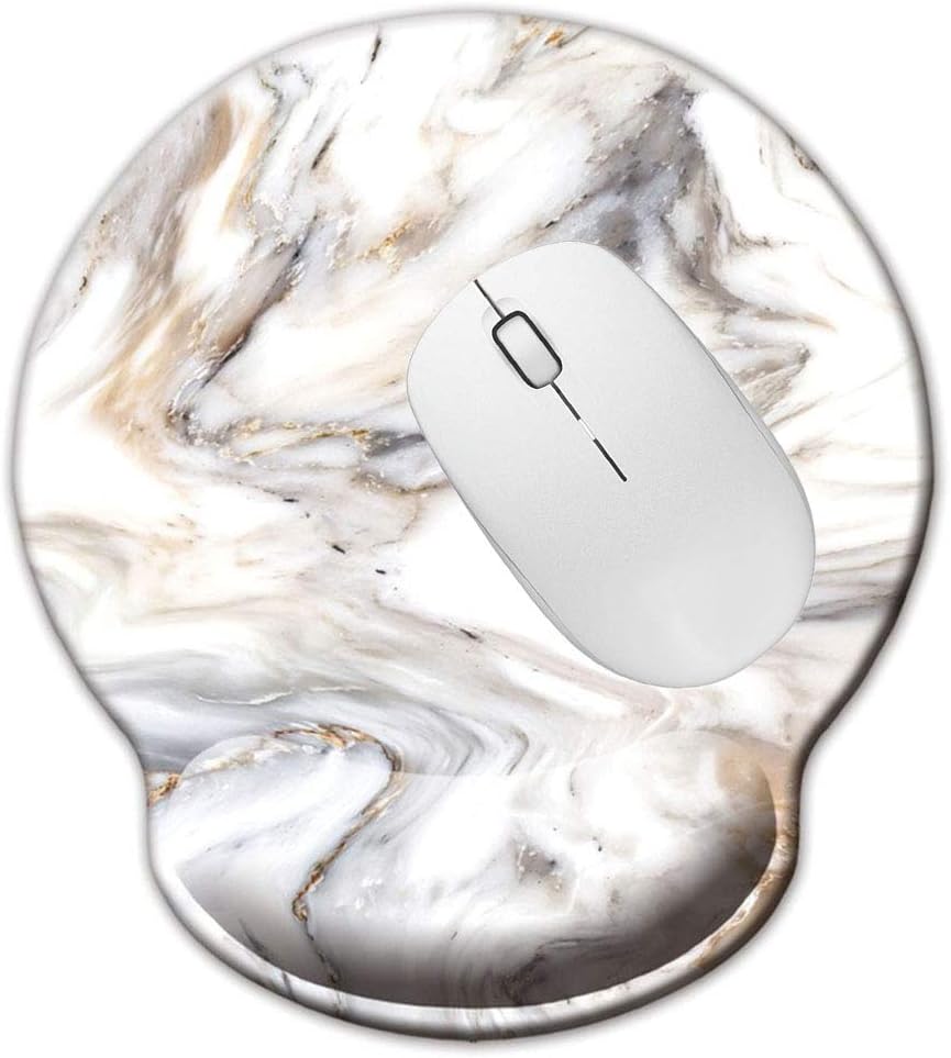 Nakapa Memory Foam Wrist Support Mouse Pad Comfortable Padded Wrist Mousepads 9in X10in Desktop Notebook Mouse Mat (Grey Marble-Foam)