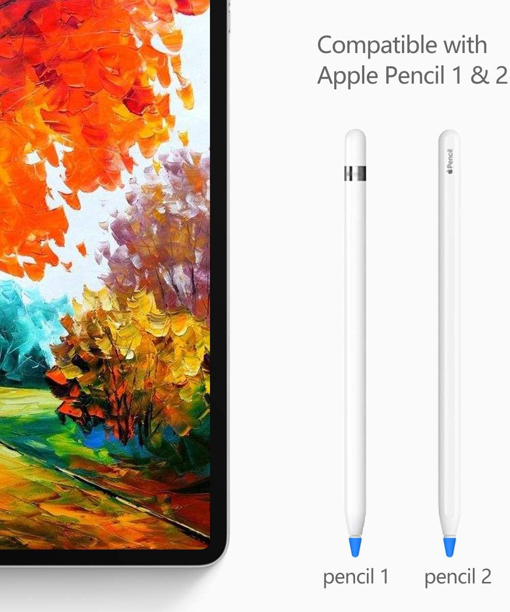 BLEAKTEIR Apple Pencil Nibs Writing Cover for Apple Pencil Protector Silicone Cover for Drawing Noiseless Compatible with IPencil 1&2 (Grey)