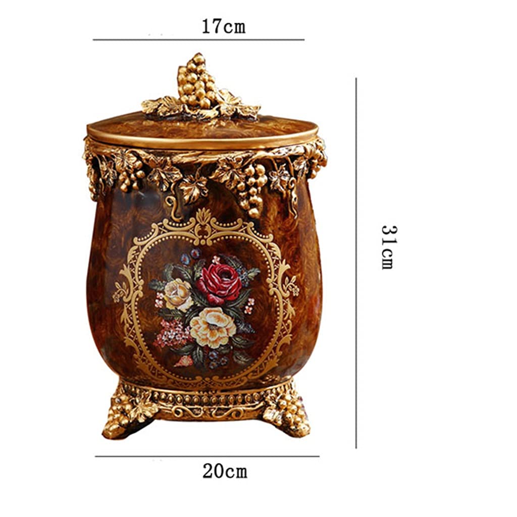 European Living Room Coffee Table Desktop Paper Basket Trash Can with Lid Household Decorations