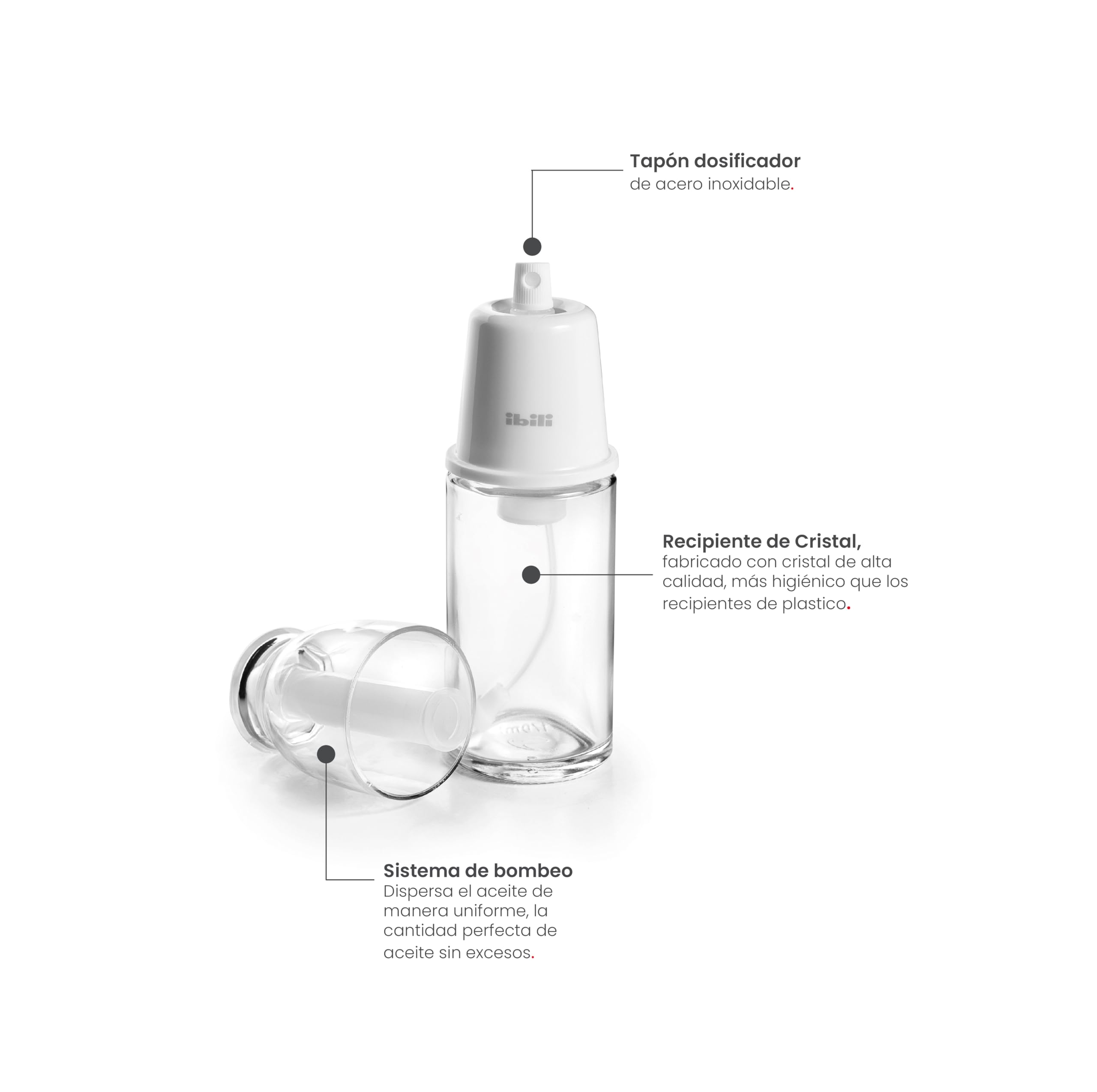 Pulverizador de Aceite IBILI 170 ml Cristal para Freidoras de Aire