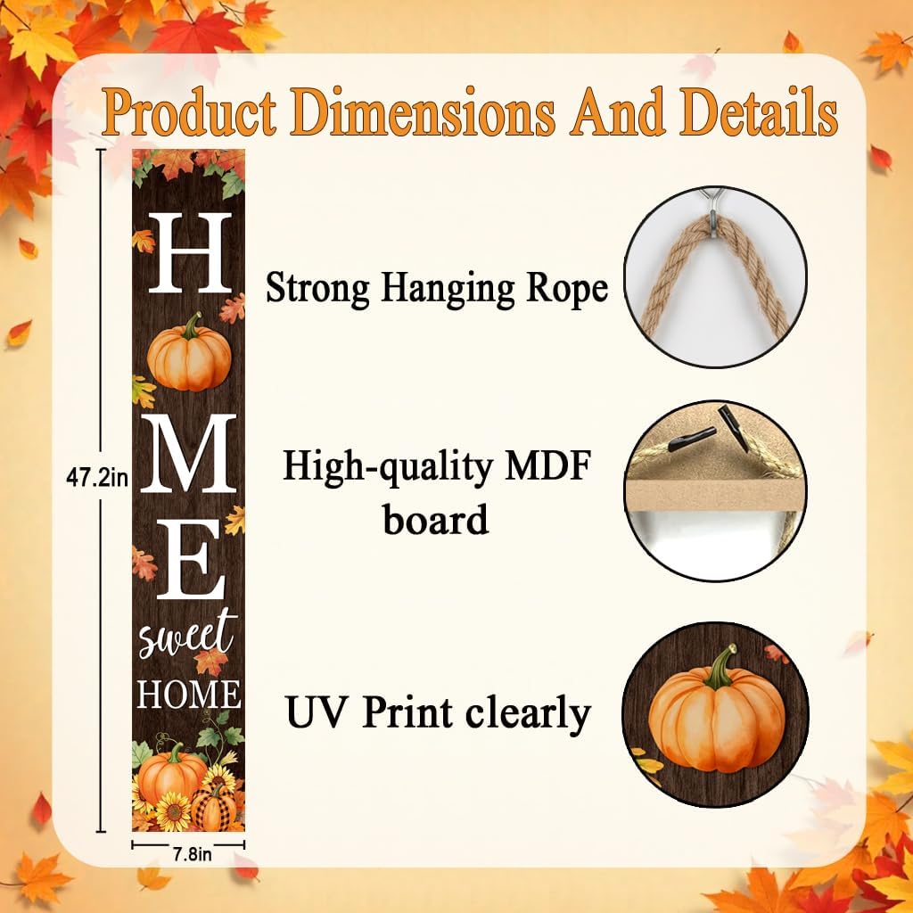 Fall Welcome Sign For Front Porch 47" Home Sweet Home Door Decor