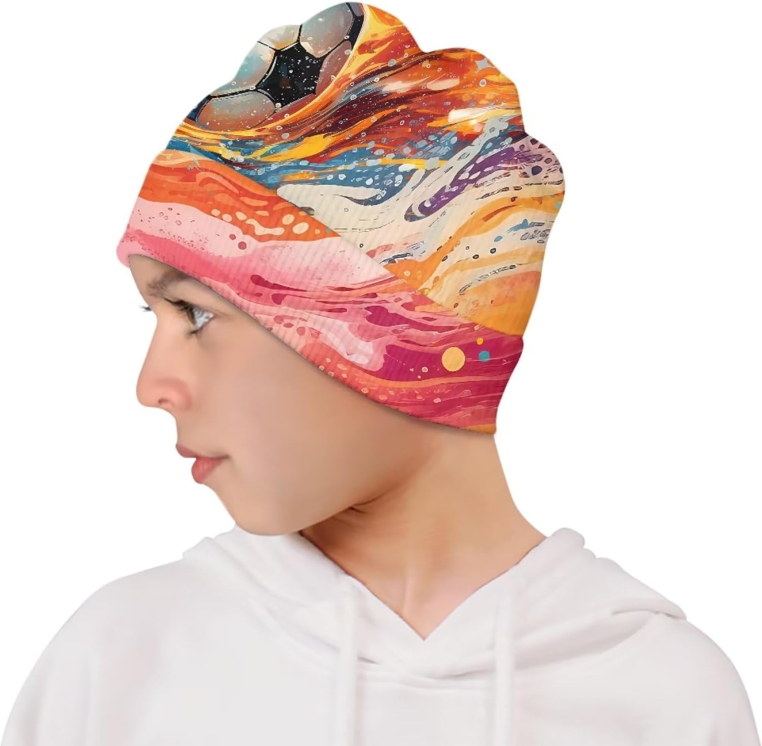 Funny Fire Beanie Hats for Boys Daily Outdoor Casual Warm Cuffed Knit Beanies Soft Winter Hat Cap - Image 4