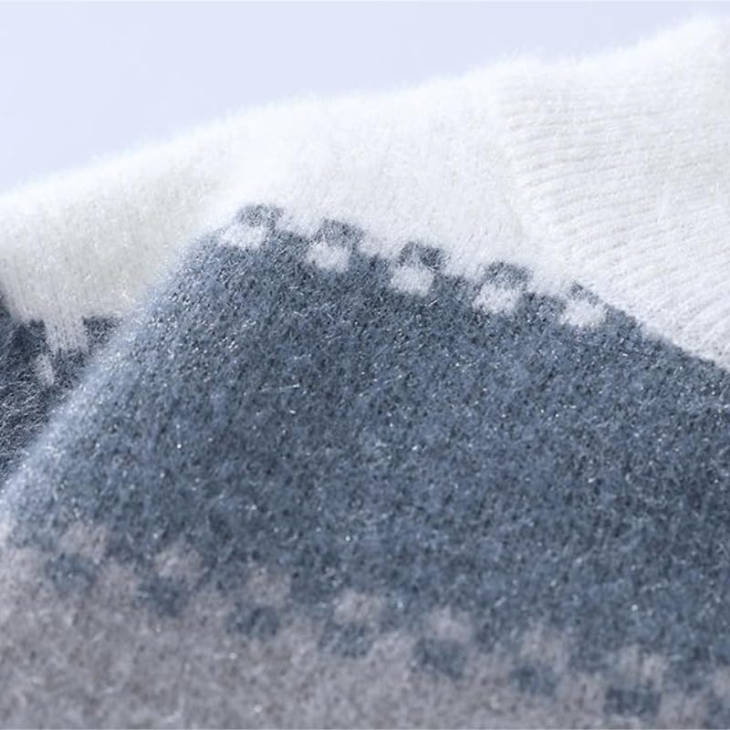 Men's Winter Sweater Round Neck Stripe Color Matching Base Perforated Knit Sweaters