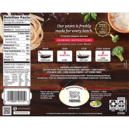 Nestle Stouffers Entree Chicken Fettuccini In Alfredo Sauce, 10.5 Ounce