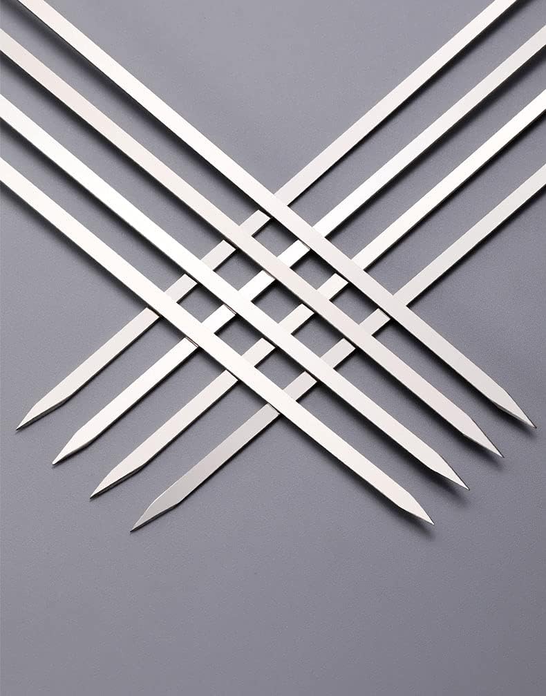ShreeFit 12Pcs BBQ Skewers Reusable Metal Flat Barbecue Kebab Skewer with Wooden Handle BBQ Accessories Stick Needles Outdoor Camping Cooking Tools ShreeFit 12Pcs BBQ Skewers Reusable Metal Flat Barbecue Kebab Skewer with Wooden Handle BBQ Accessories Stick Needles Outdoor Camping Cooking Tools