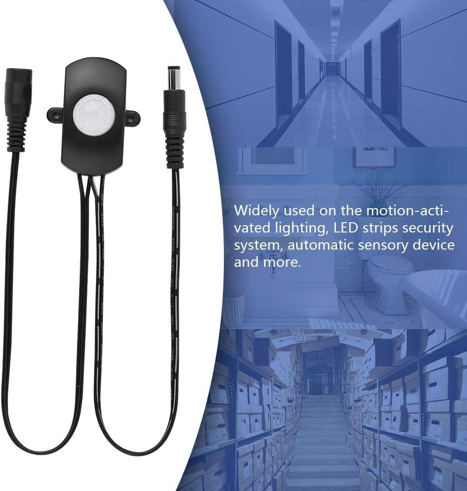 LED DC 5-24V Mini PIR Motion Sensor Occupancy Sensor 4A Infrared Motion Sensor Detector Automatic with USB Interface Lighting for Bathroom(Black)