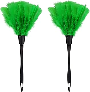 Turkey Feather Dusters for Cleaning Home Blinds Kitchen car Office, Eco-Friendly Reusable ï¼ˆ2 pcs Greenï¼‰