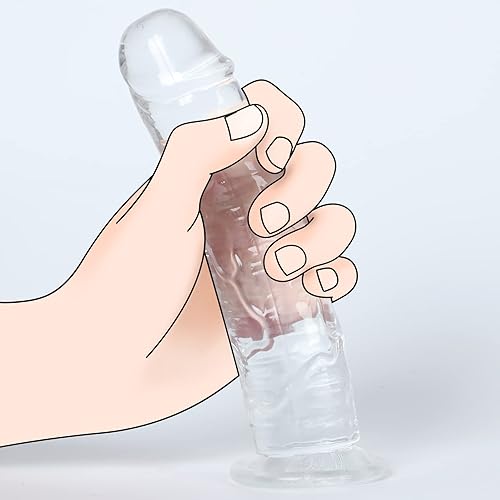 Consoladores realistas enormes transparentes de 5.9 pulgadas, pene flexible calentable, consolador suave y realista, consolador de empuje manual,