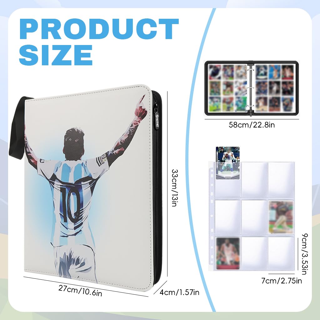 PATPAT Football Cards Binder, Ages 3, 720-Pocket PU Waterproof Cover
