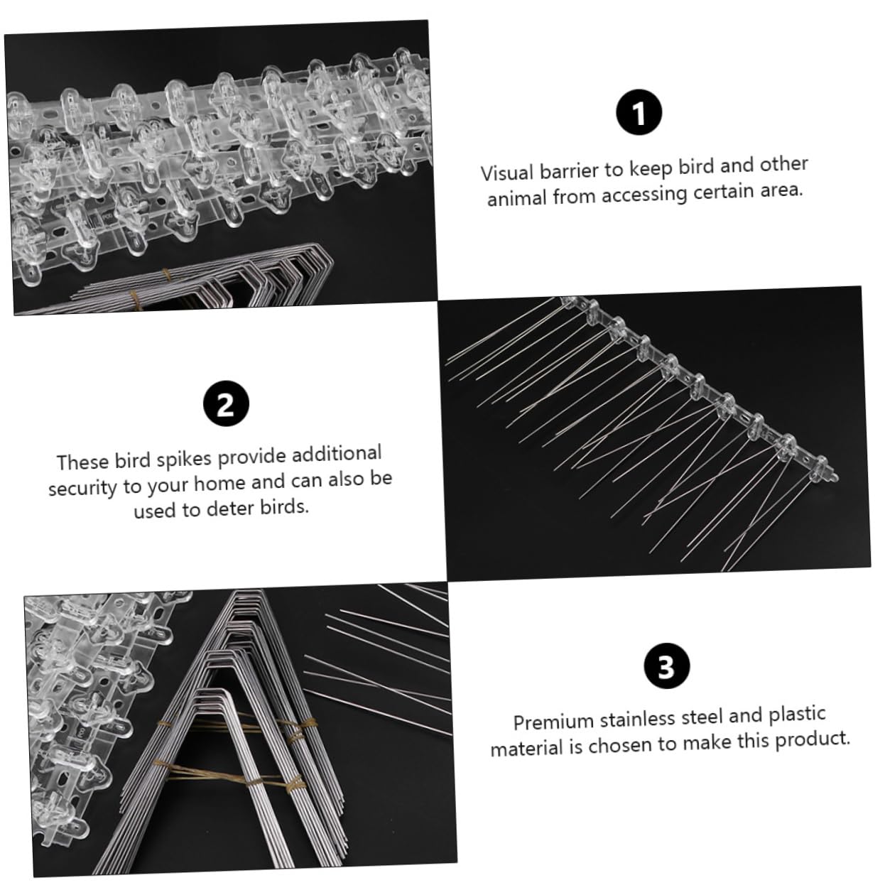14pezzi Strisce Spike in Acciaio Inox per Recinzioni Anti-piccioni per Deterrenza di Piccioni e Uccelli per Tetti Camini e Superfici Curve