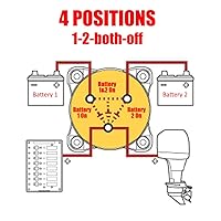 Vista 3 de Ampper - Interruptor de batería 1-2-ambos-apagado 12V - 48V, interruptor de desconexión de batería marina, corte de energía y apagado para auto