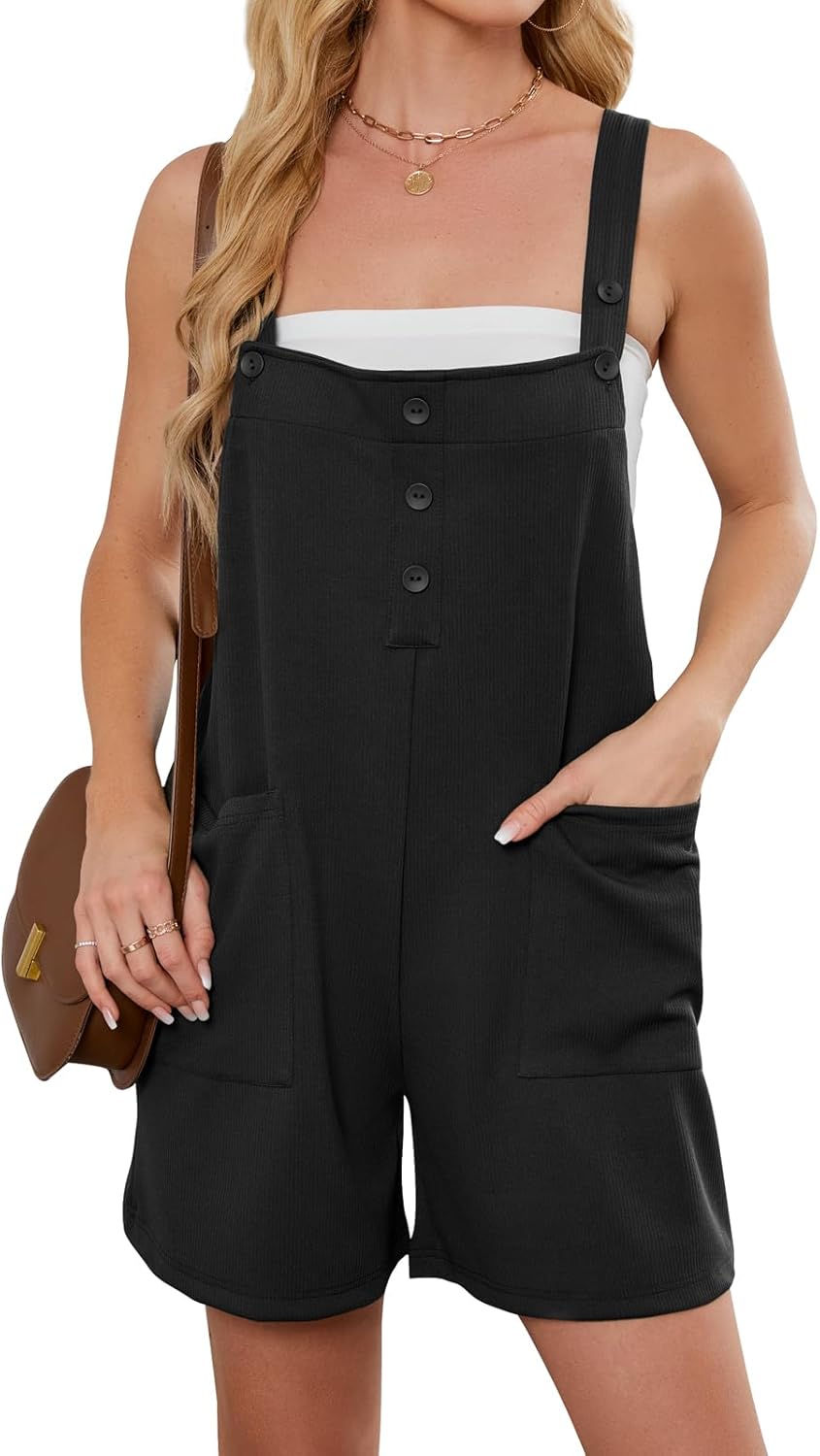 VUTRU Womens Summer Casual Rompers Adjustable Shorts Overalls Loose Jumpsuits Summer Outfits With Pockets