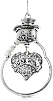 Inspired Silver - Cheer Nana - Silver Christmas Ornament - Pave Heart Charm Christmas Tree Ornament with Cubic Zirconia - Snowman Hanging Decoration