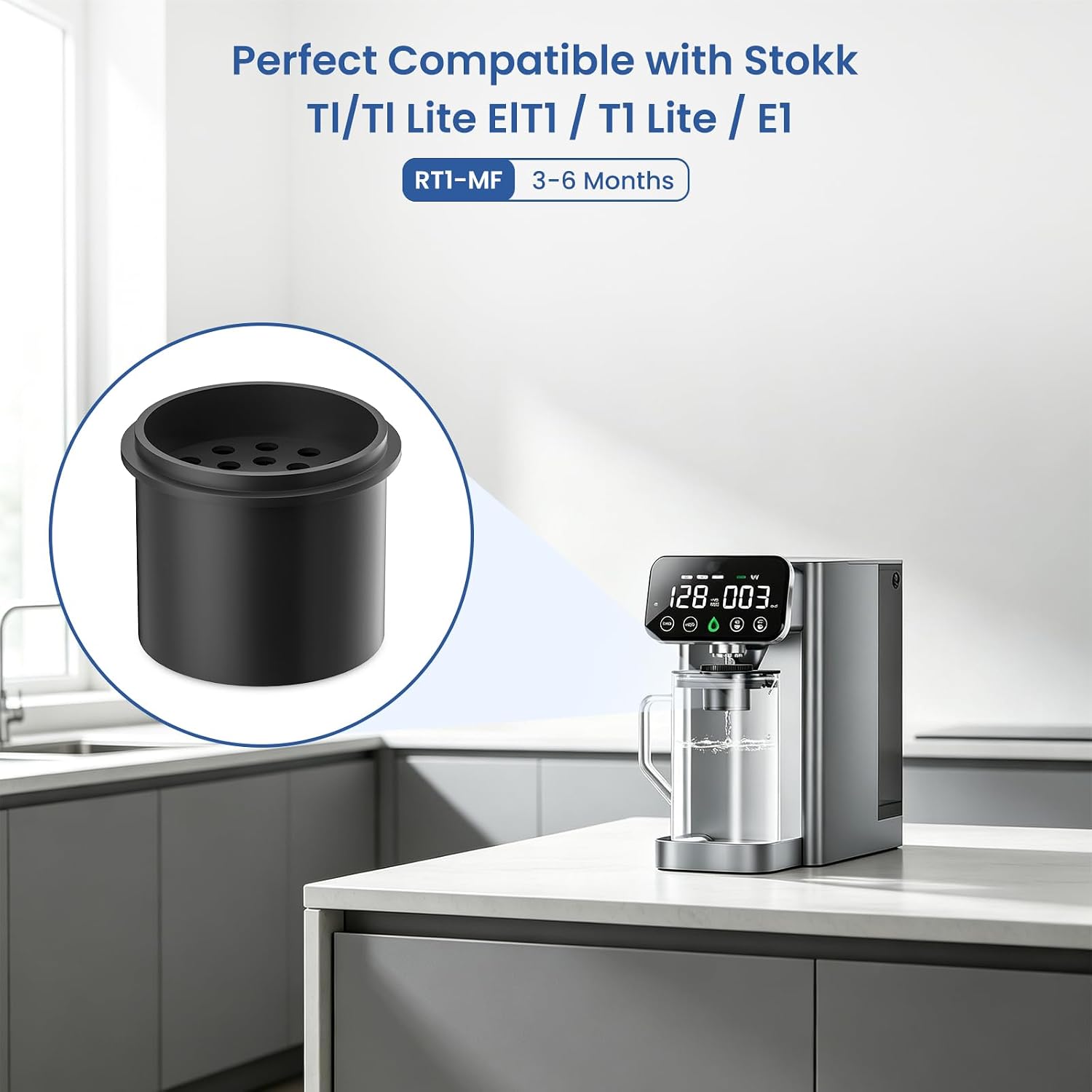 RT1-MF Filter Replacement Compatible with Stokk T1 / T1 Lite / E1 Countertop Reverse Osmosis Water Filter, 3-6 Month Lifetime, 4 Pack