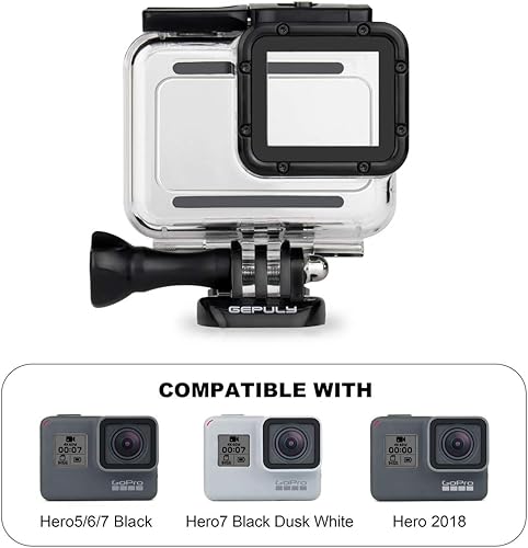 Miniatura 29 de Funda impermeable para GoPro Hero 2018/7/6/5 Negro - 147.6 ft cubierta protectora de buceo carcasa para Go Pro Hero7 Hero6 Hero5 Cámara con trípode