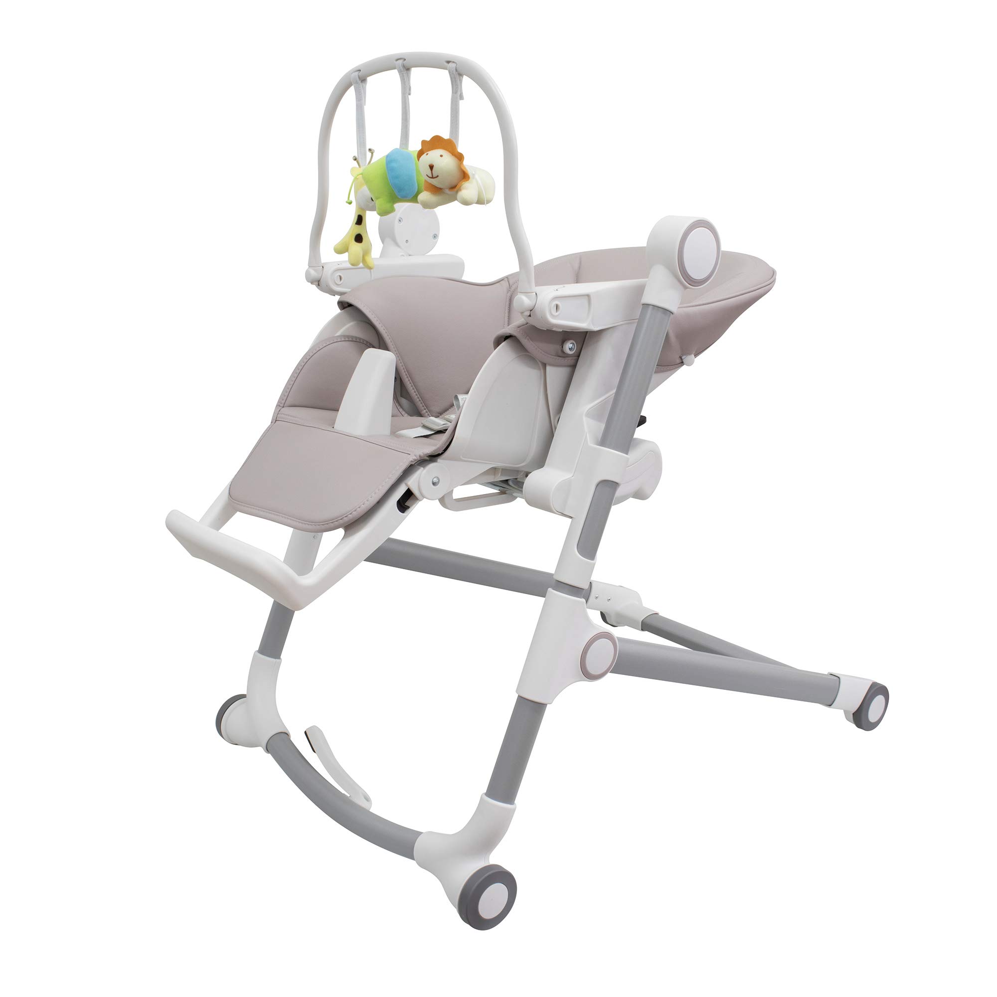 Engel & Storch Baby Hochstuhl HUGO Kinderhochstuhl Babystuhl mitwachsender Hochstuhl Verstellbar und Klappbar, Abnehmbares Tablett und inklusive Spielebogen - in der Farbe Grau