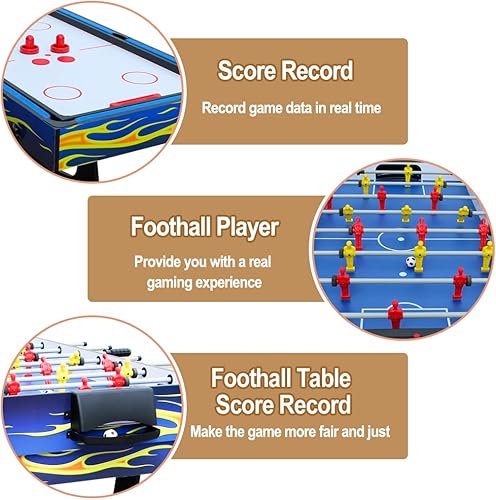 Miniatura 9 de vocheer Mesa de juego combinada múltiple 4 en 1, mesa de hockey, mesa de futbolín con fútbol, mesa de billar, mesa de tenis de mesa para el hogar,