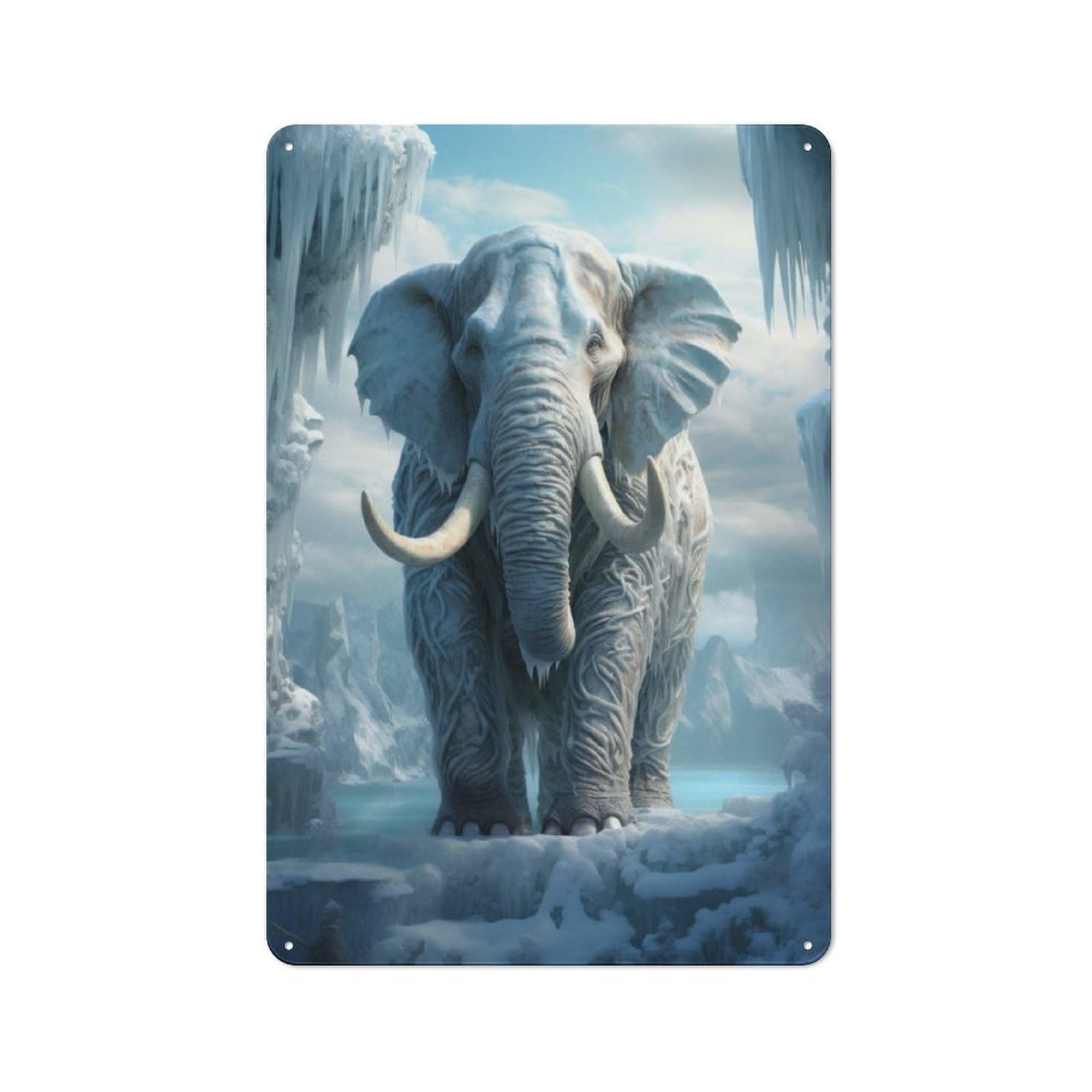 Junmoney Elephant In Ice World Metal Wall Sign 30X20cm, Vintage Home Bar Decor For Pub, Home Bar, Shed Or Man Cave