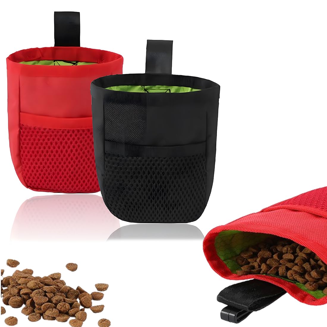 GRK Paquete de 2 Bolsas de golosinas para Perros Manos Libres, Bolsas de golosinas Oxford duraderas con Clip para cinturón para Caminar, adiestrar Perros