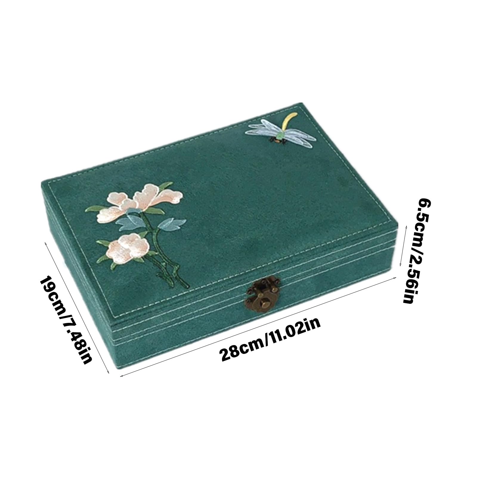 Chinesische Schmuckschatulle, handgefertigte Schmuck Organizer aus Holz mit Samt Innenraum und Schlosszubehör, Aufbewahrungsbehälter, Schmuckschatulle mit mehreren Fächern