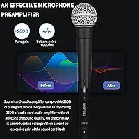 Vista 4 de Preámbulo de micrófono en línea M1, preamplificador de amplificador de micrófono con ganancia de 28 dB para micrófonos de cinta dinámicos y pasivos