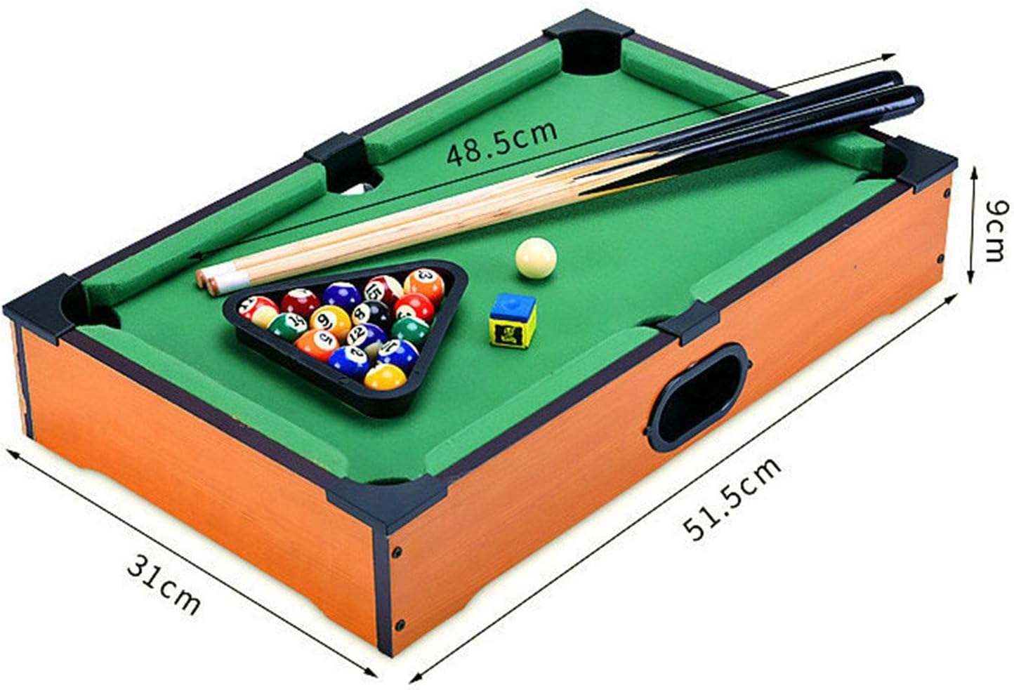 SM SunniMix Mini Tabletop Pool Set Wood Balls Cues Portable Snooker Miniature Billiard Game for Desktop Game Room Living Room Travel Kids