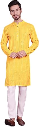 Maple Clothing Sequined Men's Kurta Pajama Set Rayon Chikankari Indian Wedding Outfit Bollywood