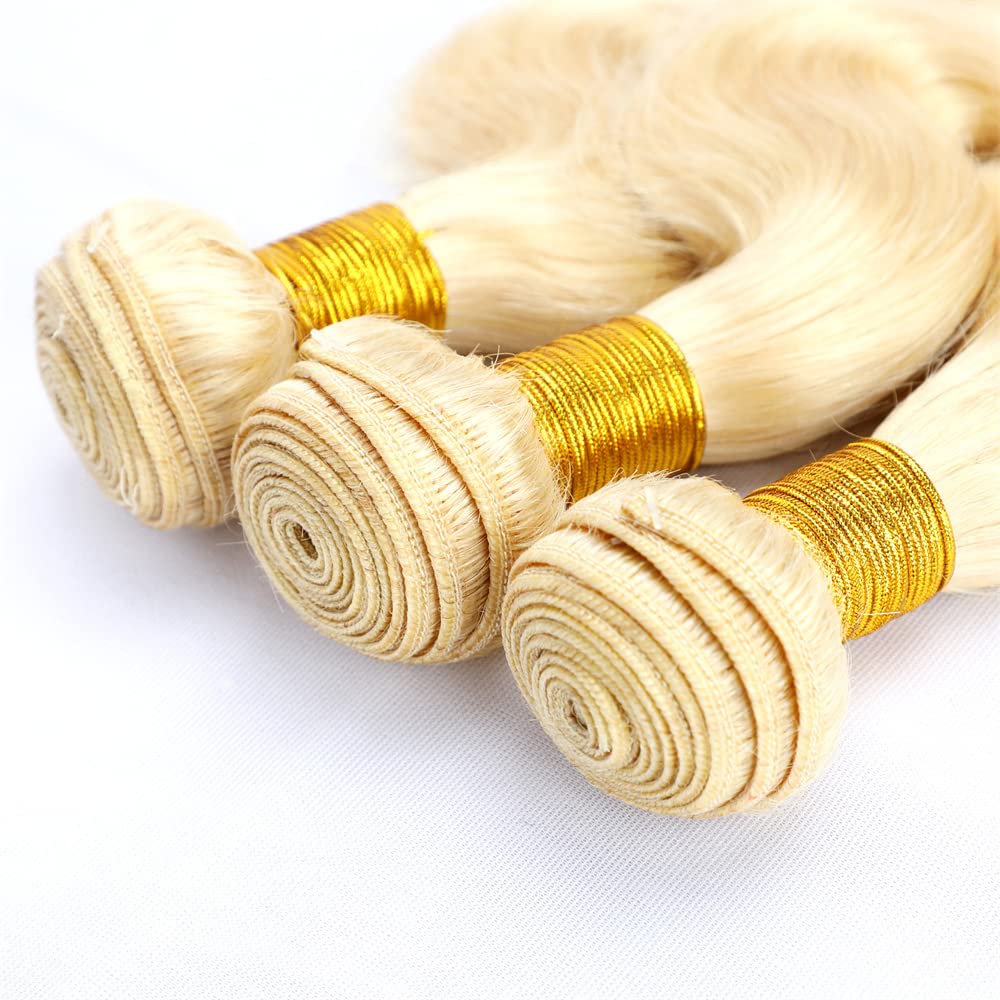 613 Body Wave Bundles Honey Blonde Human Hair Bundles Grade 8A Brazilian Remy Hair Weaves Extensions 22 24 26 Inch For Women