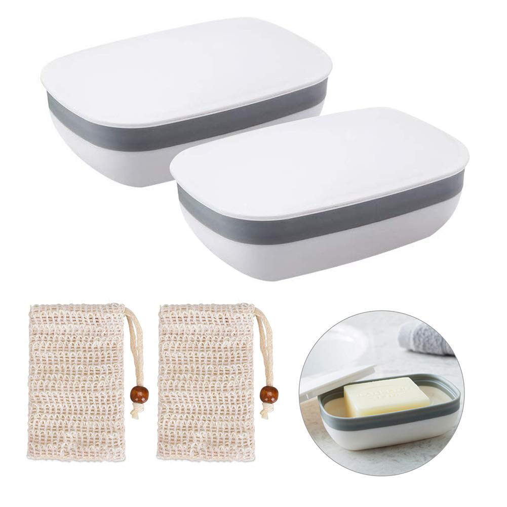 Porte-savon Portable étanche - Lot De 2 - 12x7,6x5 Cm - Matière PP - Pour Voyage, Salle De Bain, Sport