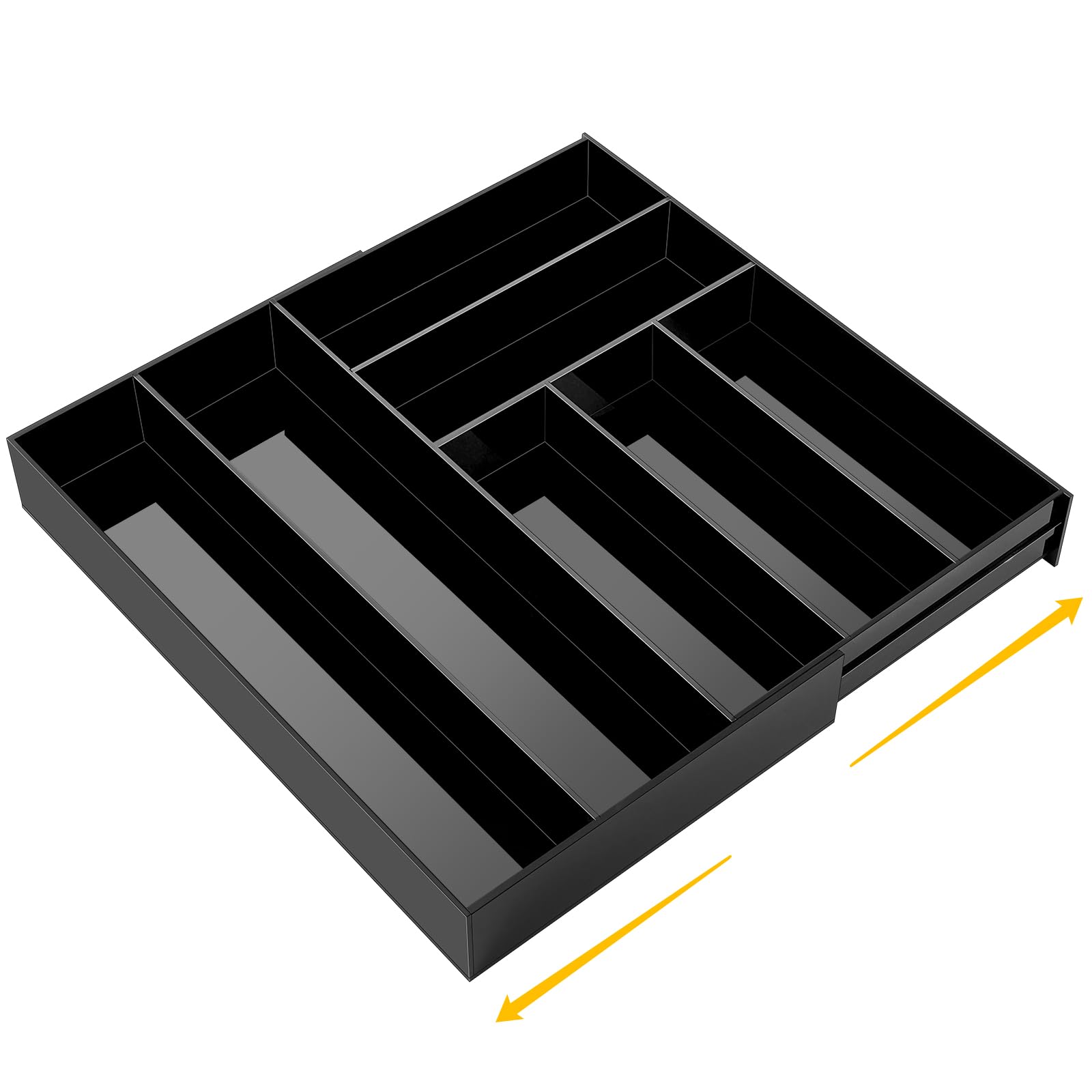 Briwooody Organizer per cassetti in acrilico, massimo 38 x 45 cm, espandibile, per penne, quaderni, righelli, vassoio per trucchi con 7 scomparti regolabili, per scrivania, ufficio, cucina, bagno