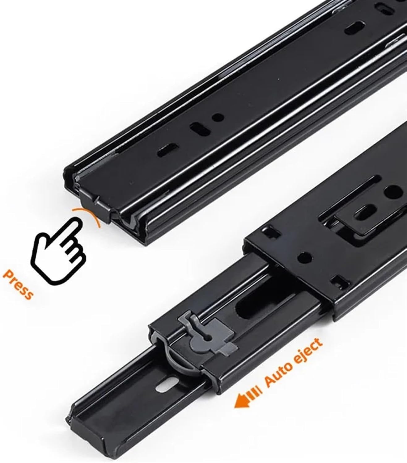 Heavy Duty Drawer Slides 3 Way Drawer Tracks Press Rebound Slide Rail Sliding Track Three Section Slides Cold Rolled Steel Or Stanless(DG307 12 Inch)