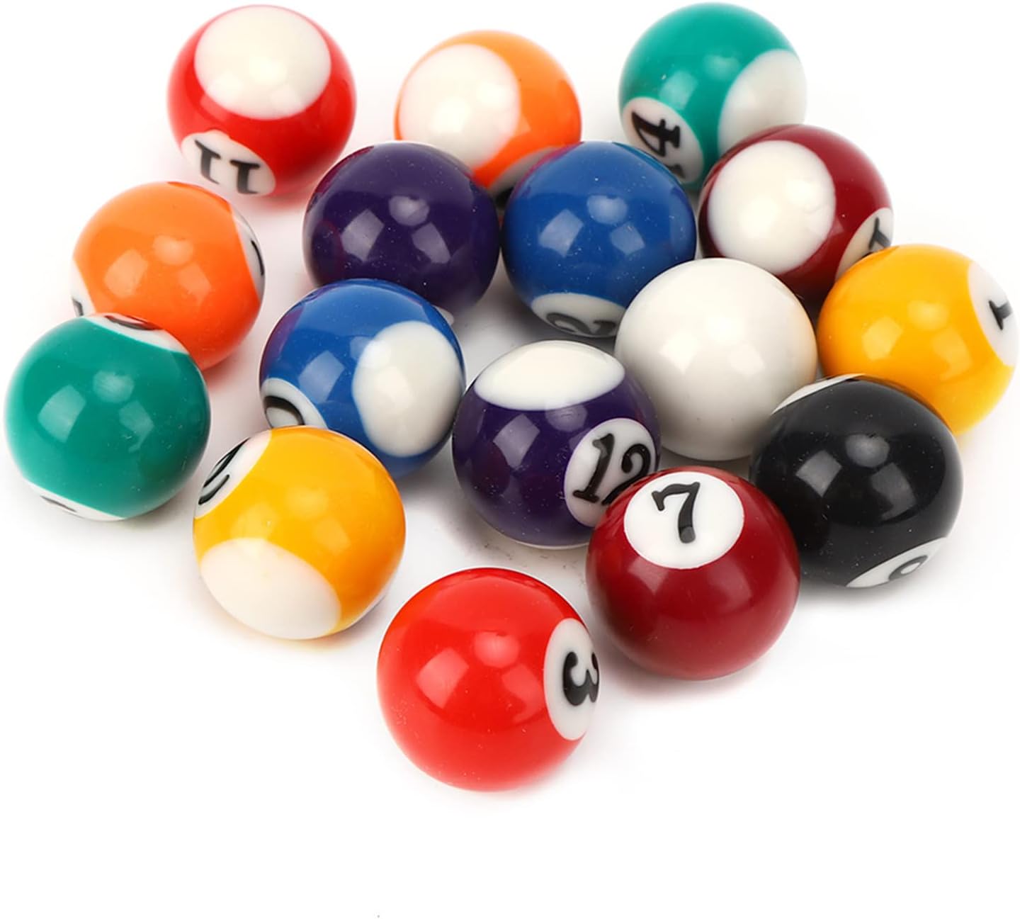 16PCS Mini Billiard Balls Set, 2.5cm/0.98inch Mini Pool Ball Set, Resin Children Billiard Ball, for Recreation Games (Not Suitable for Adults)