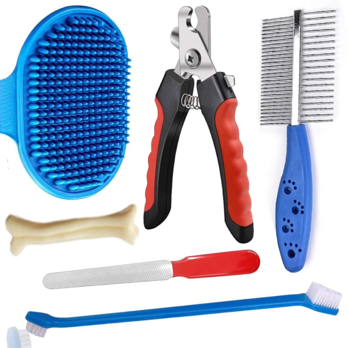 Hear Doggy Dog Grooming Kit - Dog Nail Clippers with Nail File + Pet Toothbrush + Hair Comb Double Side + Dog Cat Shampoo Washing Grooming Massage Brush for Dogs, Cats - Free Bone (B0CHY6T8RF) Amazon Price History, Amazon Price Tracker