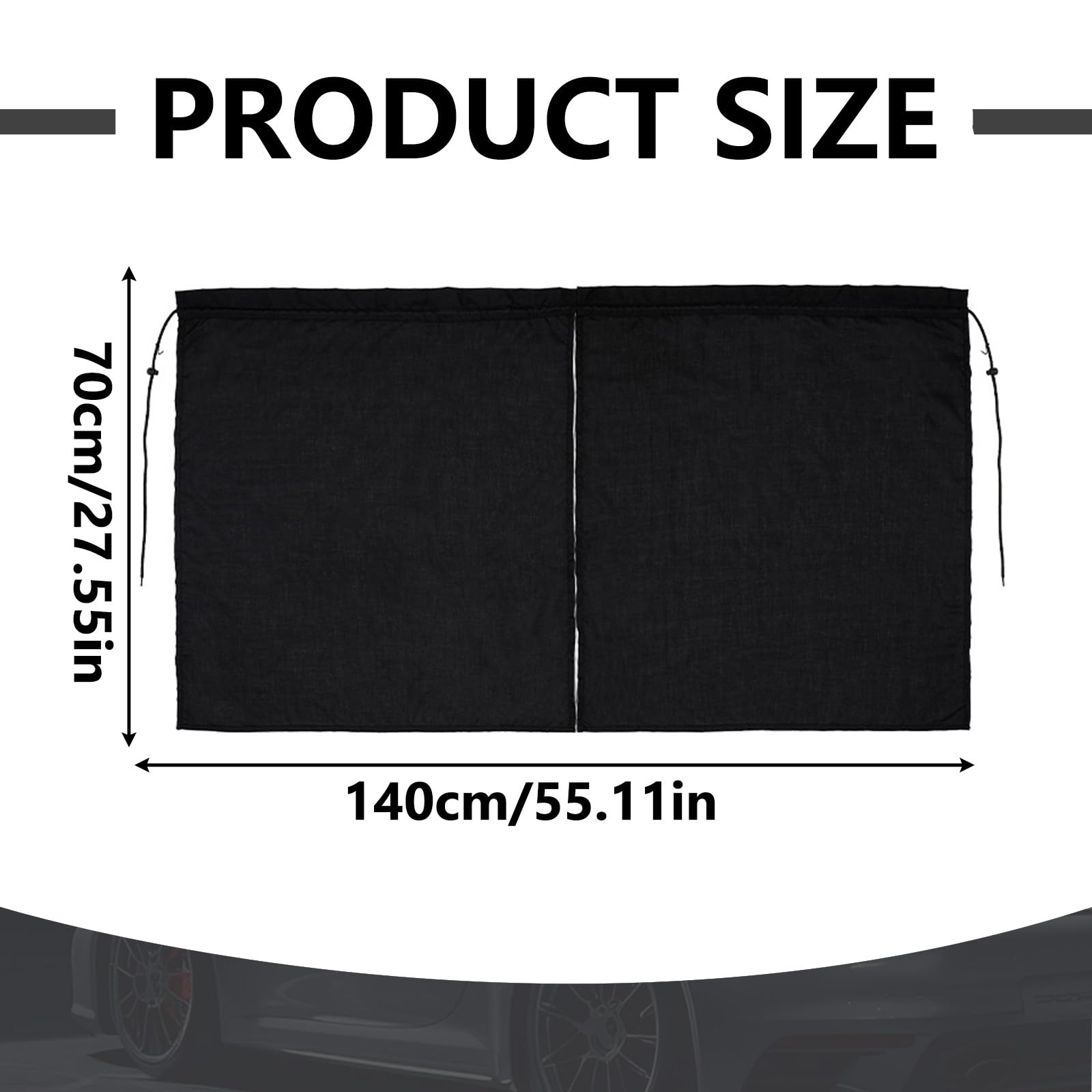 Tenda Divisoria Interni Auto Isolamento Termico Sedili Anteriori Posteriori 140x70cm Nero