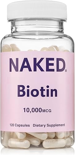 NAKED Biotin 10,000mcg - Max Strength Vitamin B7 Supplement for Healthy Hair, Skin & Nails Support - Non-GMO, Gluten-Free, Vegan - Supports Keratin