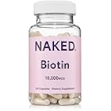 NAKED Biotin 10,000mcg - Max Strength Vitamin B7 Supplement for Healthy Hair, Skin & Nails Support - Non-GMO, Gluten-Free, Vegan - Supports Keratin Production - 120 Capsules