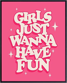 Teen Girl Gifts Trendy Stuff - Cute Teen Girls Bedroom Decor, Cool Room Decor, Aesthetic Wall Decor, Preppy Hot Pink Wall Art Print
