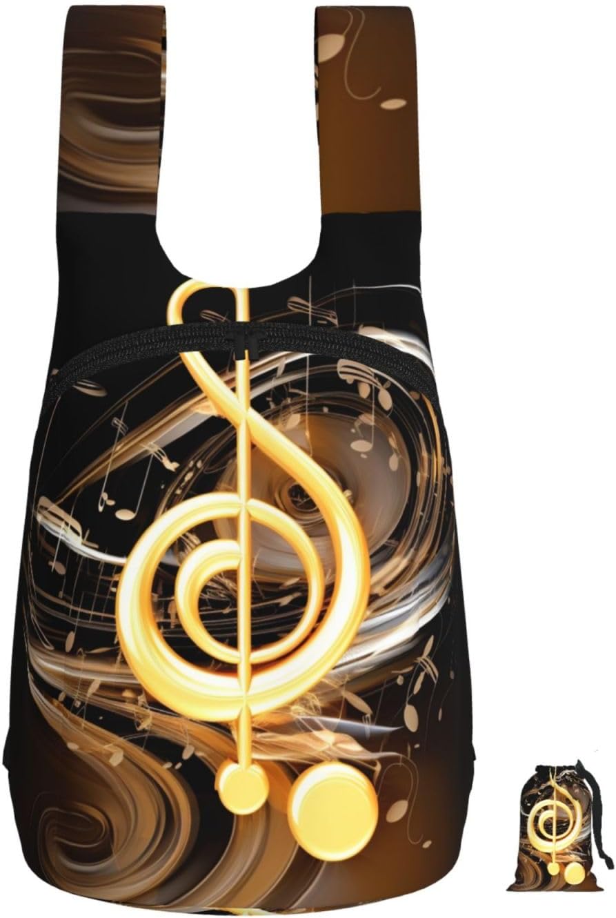 Music Note Backpack - Lightweight 16L Foldable Hiking Daypack Packable Back Pack Travel Bag Zipper