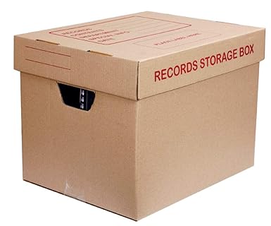 Add-It Printers 16 x 12.5 x 12.5 inches Pack of 12 Files storage heavy duty boxes with lift-off lid, economical bank storage box, brown