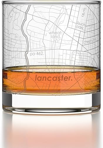 Vista 289 de Well Told Vaso grabado de Washington DC Map Rocks, vidrio de whisky antiguo (11 onzas, transparente), regalo para los amantes del whisky 147-Claro