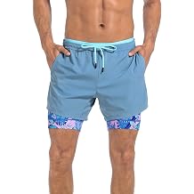 LRD Mens Athletic Gym Workout Shorts with Compression Liner 5 Inch Inseam