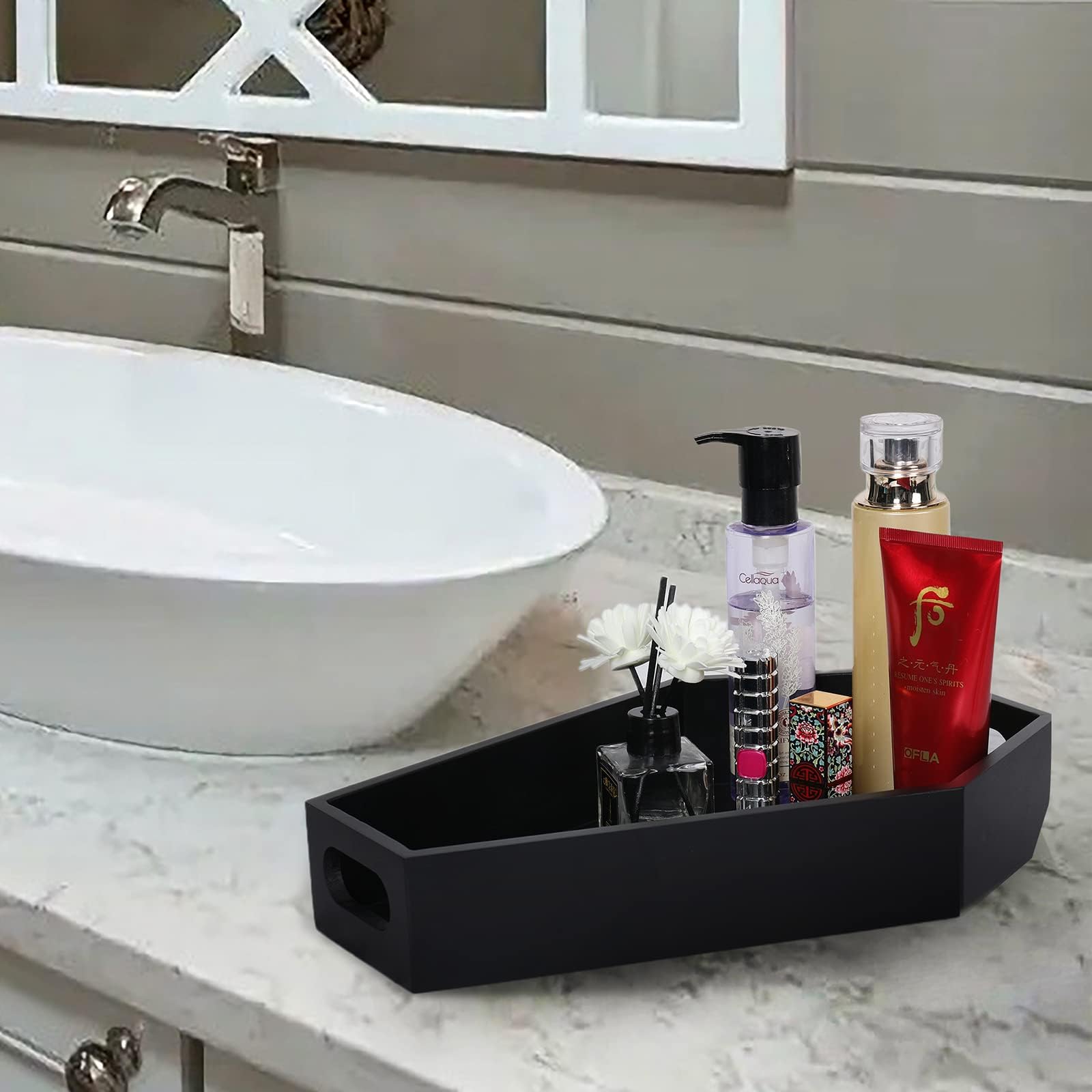Vassoio di lusso per vasca da bagno a forma di bara, decorazione da bagno gotica spettrale per vasca da bagno e doccia, decorazioni da bagno gotiche a tema vampiro