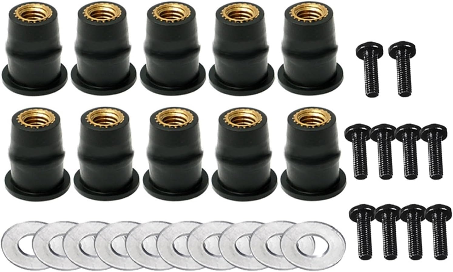 Well Nuts Well Nuts 40/100PCS M5 M6 Motorcycle Windscreen Windshield Bolts Screws Metric Rubber Nut Fastener for For Canoe Boat Kayak(100Pcs M5)