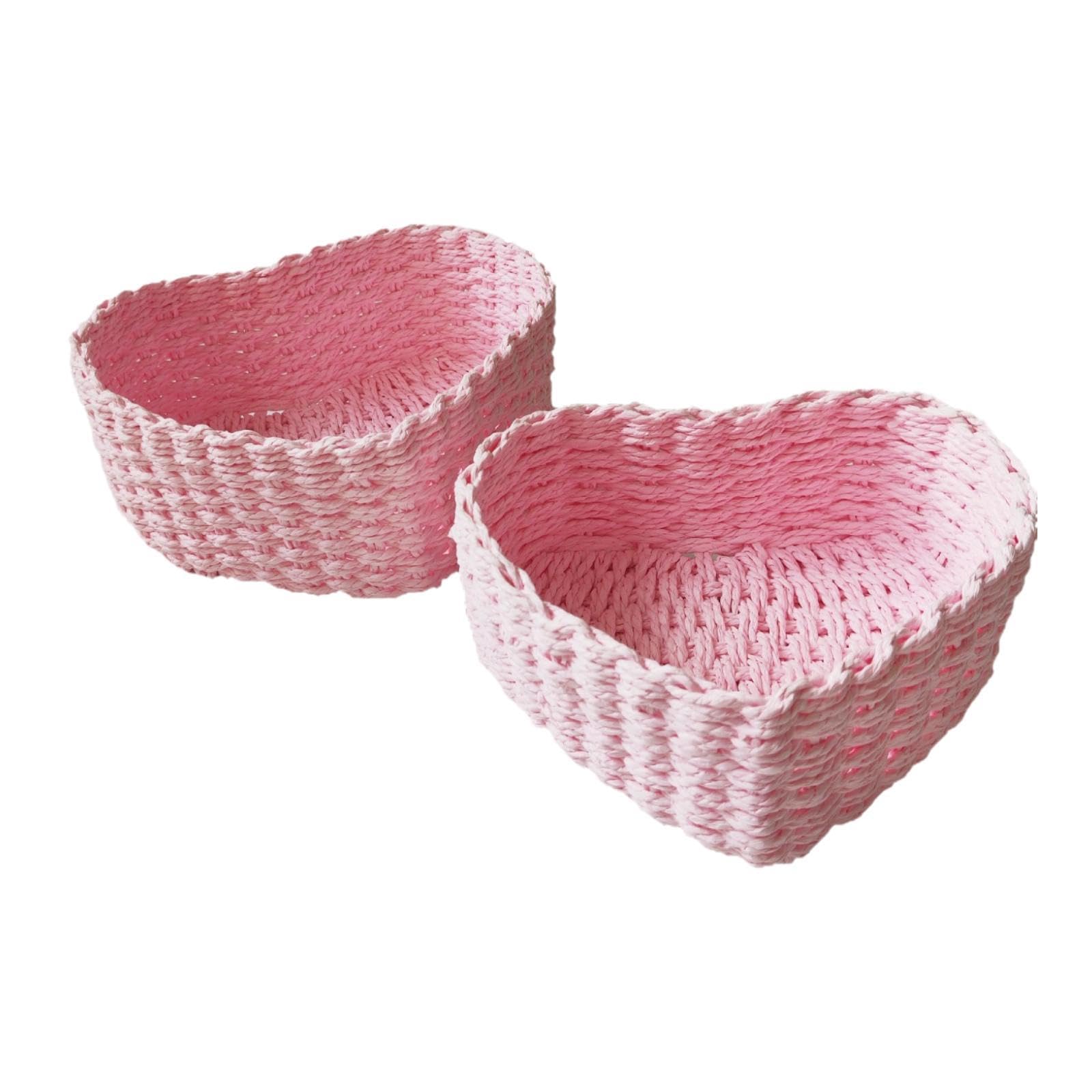 2 cestas de almacenamiento tejidas rockible con forma de corazón para organizar juguetes