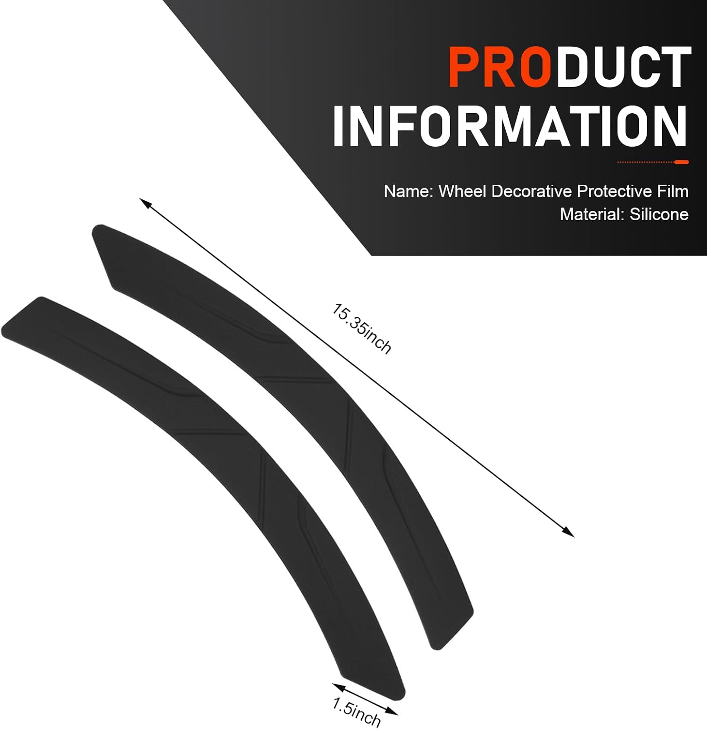 2 PCS Car Wheel Tire Eyebrow Strips, Anti Collision Silicone Fender Flare Arch Lip Trim Strip, Car Fender Potector Sticker for Auto Body Edge & Bumper, Universal for Most Cars (Black)