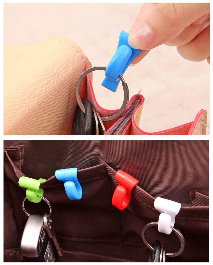 Image of 4Pcs Assorted Color Handbag Key Organizer Key Clips Anti-Lost Key Hook, Inner Bag Hook for Key, Buckle Clasp, Organizer Pendant Clips Stylist U- Shaped Key Hook,Clip-on Key, Backpack, Bag.
