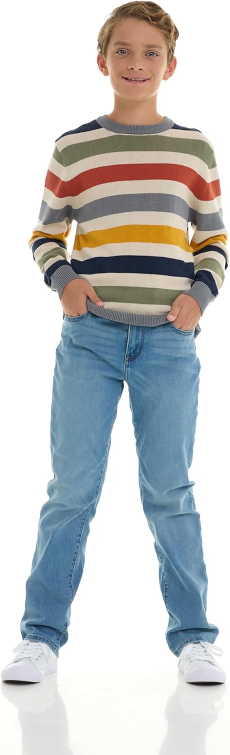 Boys 100% Cotton Crewneck Sweater Soft Knit Pullover for Fall and Winter Long Sleeve Warm Knit - Image 6