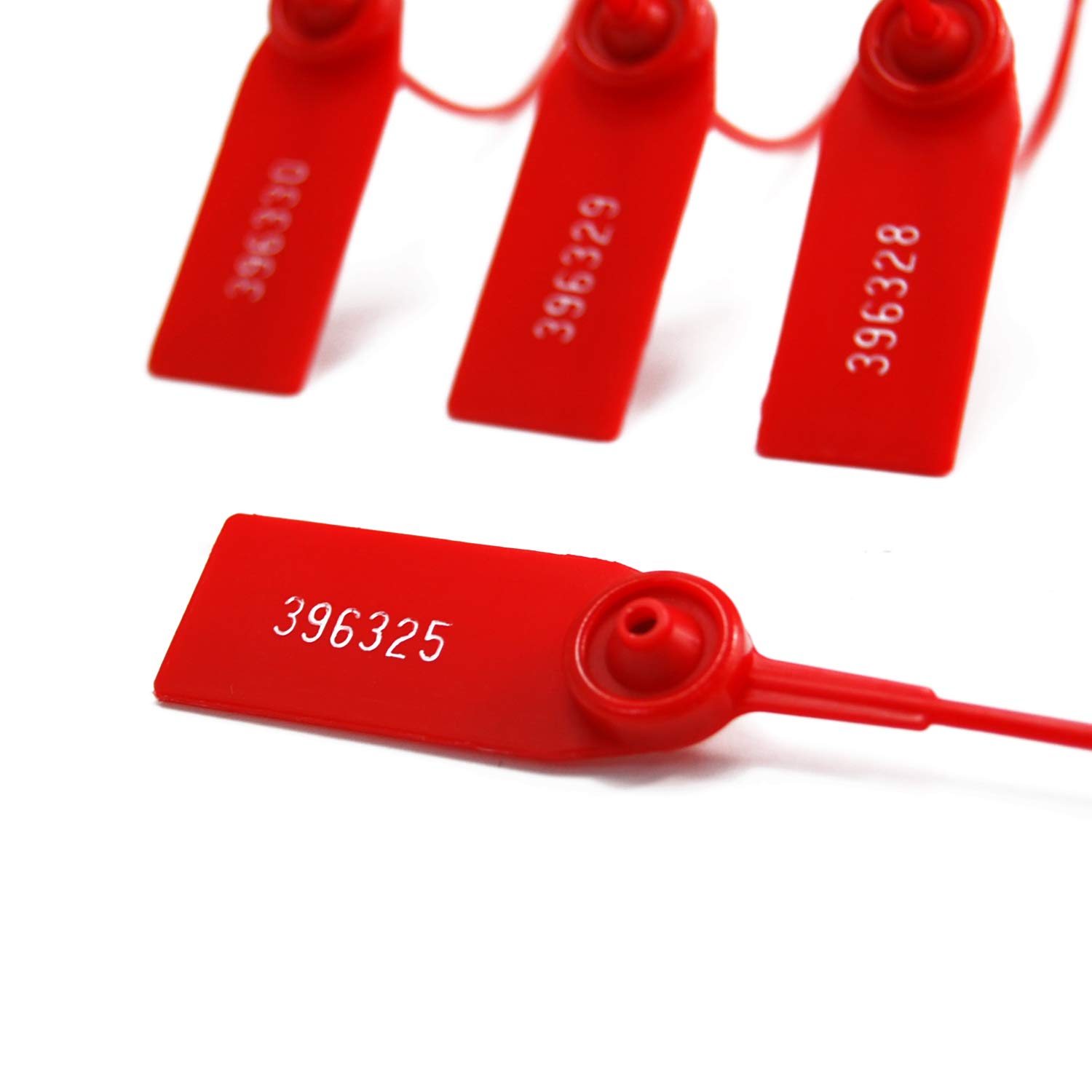 Fascette fermacavi riutilizzabili, 100 etichette di sicurezza rosse Fascette numerate Sigilli antimanomissione di sicurezza Etichetta in plastica di lunghezza regolabile for contenitori di pacchi(Red,
