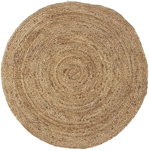 Rundt Jute Gulvtæppe i Naturfarve - Boho Style